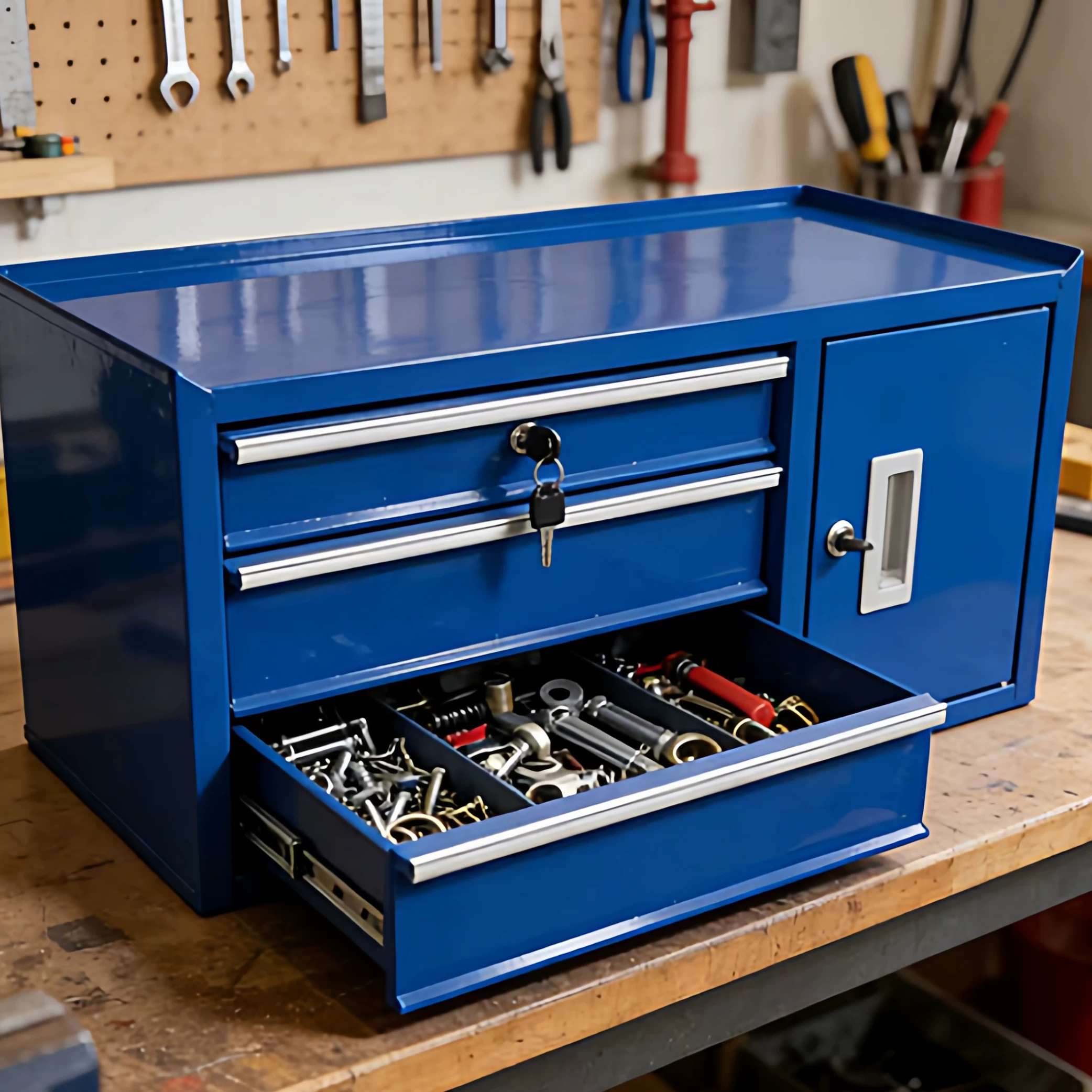 Tools Use In The Workshop - Multifunctionele ijzeren bureau gereedschapskast, metalen opbergdoos