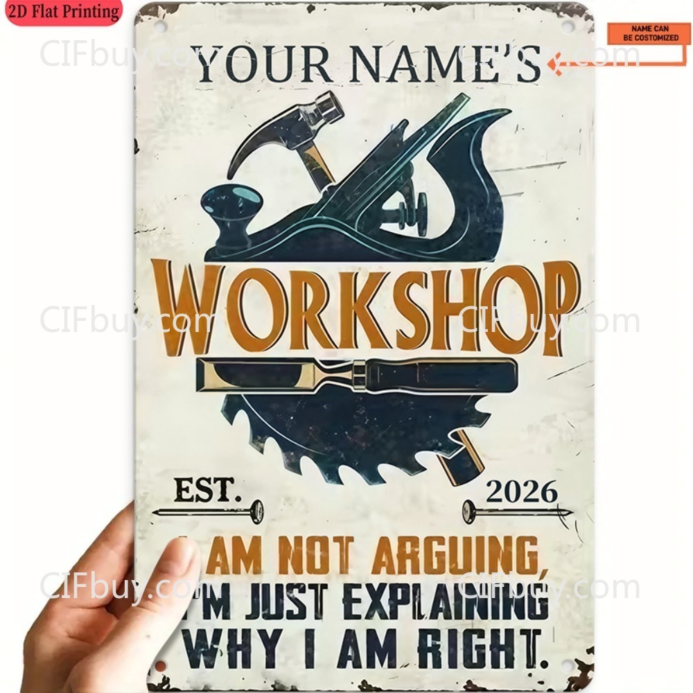 Workshop Tools And Names - Werkplaatsmetaalbord met aangepaste naam 1st [2D