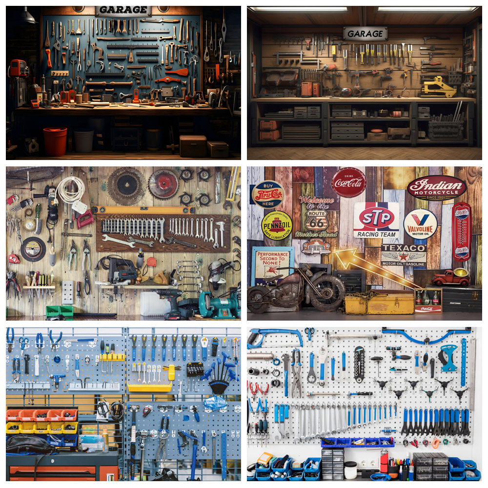 Vintage Garage Achtergrond Aut - Workshop Tools Background recensie en prijs